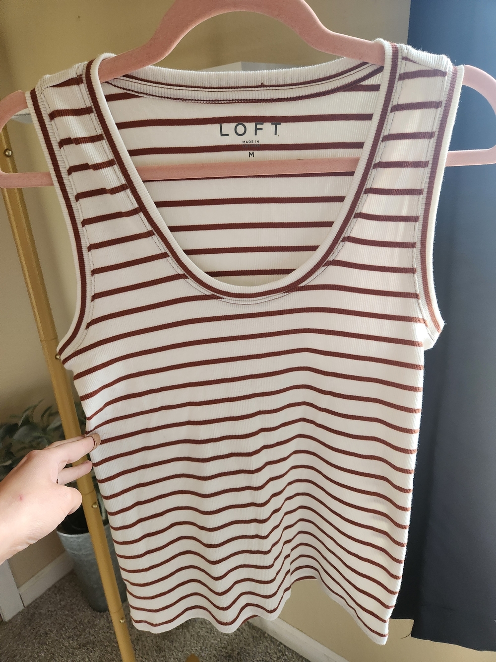 LOFT Striped Scoop Neck Tank
